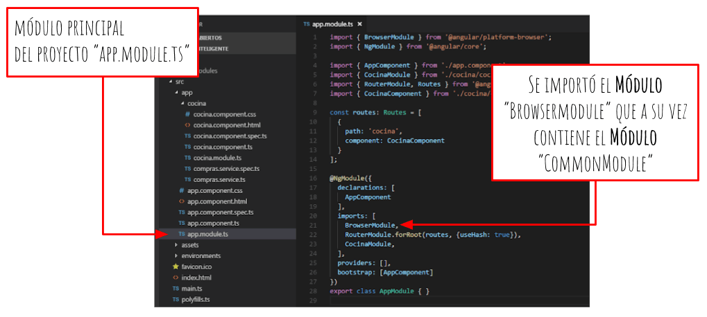 agregando BrowserModule en AppModule